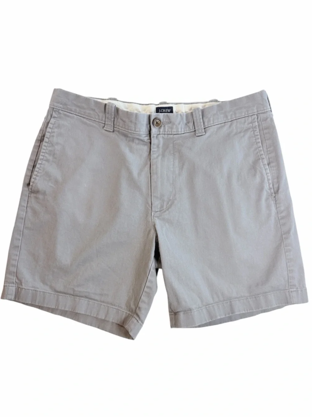 J. Crew Light Gray Flat Front Chino Cotton Shorts Mens Size 33